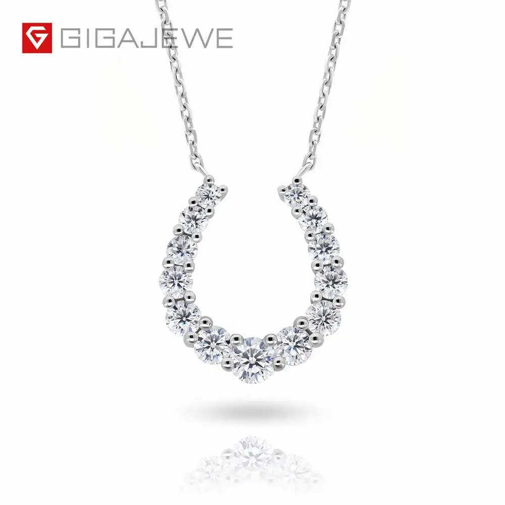 

GIGAJEWE 1.09ct 2-3,5 мм D Цвет Круглый 18 к белое золото Moissanite кулон ожерелье с бриллиантом тест Пройденное ювелирное изделие женщина девушка подарок