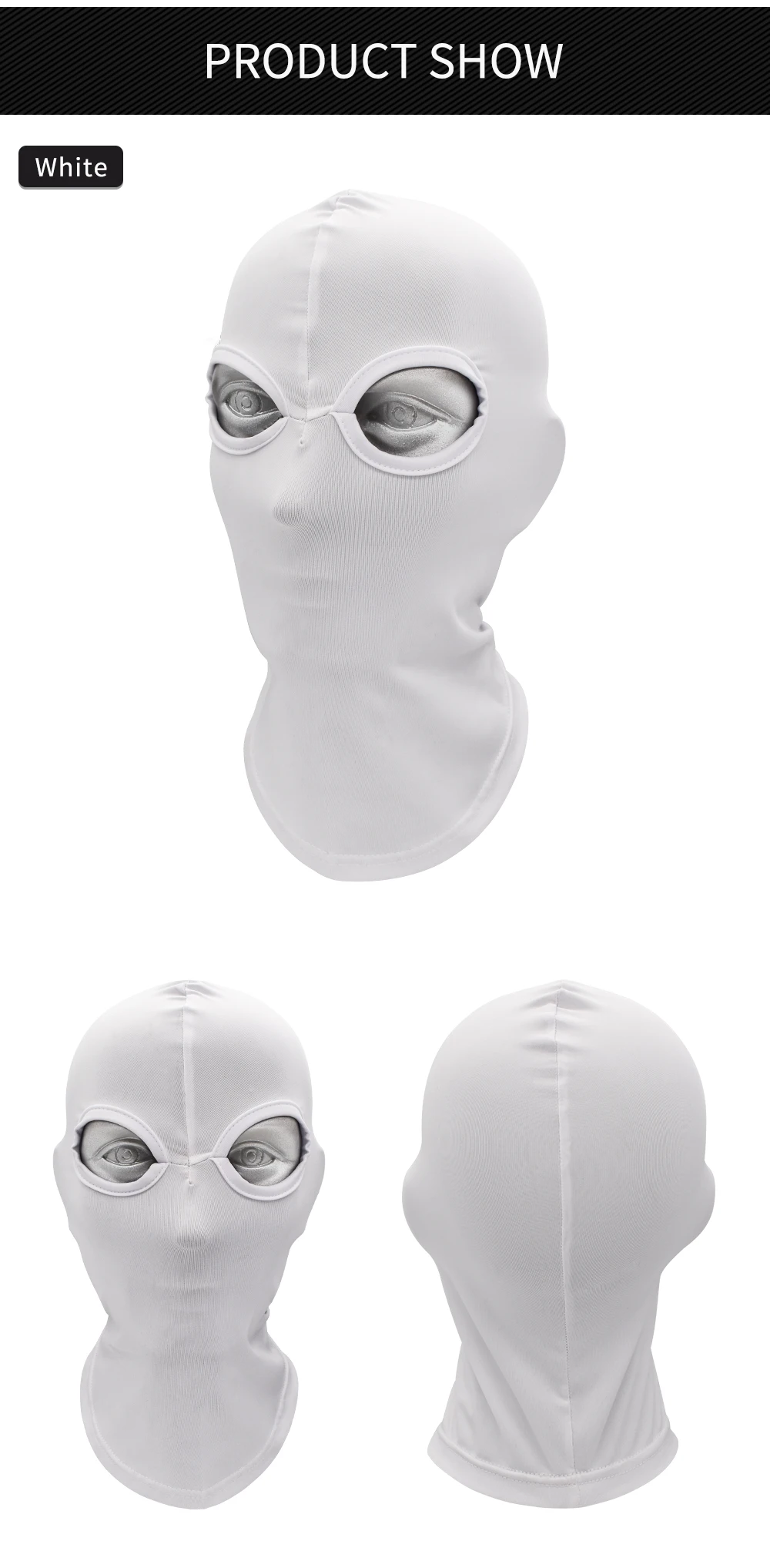 WOSAWE Motorcycle Balaclava Full Face Cover Mask Breathable Three 2 Hole CS Motocross Helmets Beanie Face Masks Black White