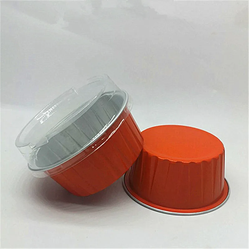 cup and lid6 50pcs Round baking supplies 125ml small aluminum foil ice cream fruit cake dessert pudding jelly cup with transparent lid - Цвет: cup and lid6