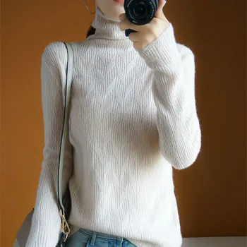 

Smpevrg winter turtleneck knitted sweater women pullover long sleeve female pullover women sweater pull femme soft jumpers tops