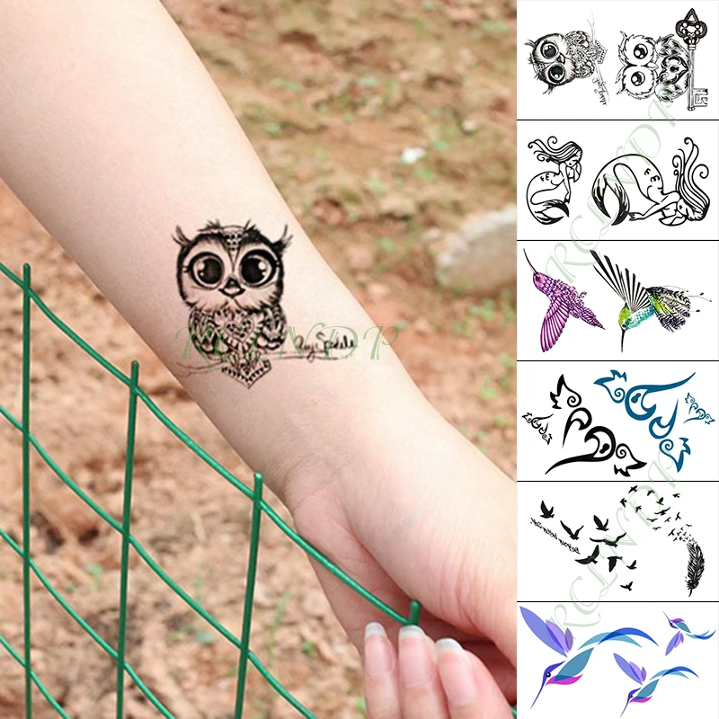 Waterproof Temporary Tattoo Sticker Big Eyes Owl Bird Lovely Animal Fake Tatto Hand Arm Foot Flash Tatoo for Kid Girl Men Women | Красота и