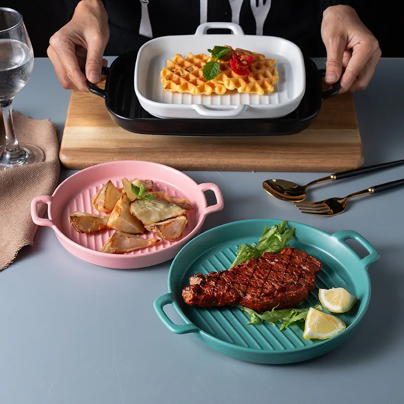 

Ceramic dish oven Cheese baking dish Baking dish Microwave oven Nordic tableware household Coloured plates