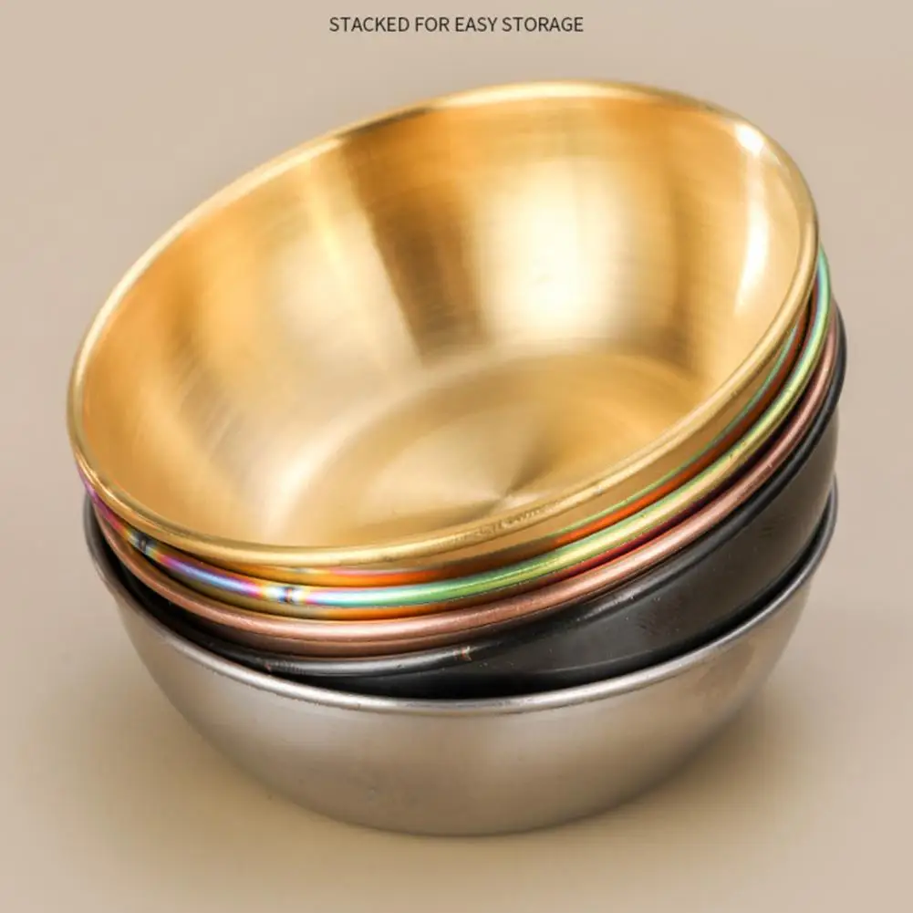 

Seasoning Bowl Solid Color Stainless Steel Round Dipping Bowl Mini Appetizer Plate Sauce Pot Restaurant Kitchen Accessorioes