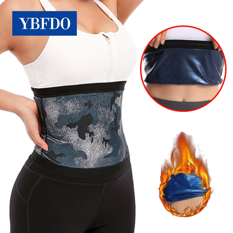 

YBFDO New Sauna Women Weight Loss Body Shapers ion coating Camouflage Belt Tummy Control Slimming Waist Trainer Sport Sweat Band