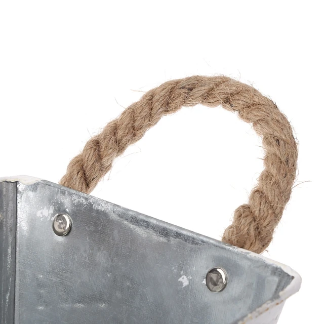 Kis Fém Vödrök Ültetvények Virág Dekoratív Vázák Kötélfogantyúkkal - Image 4