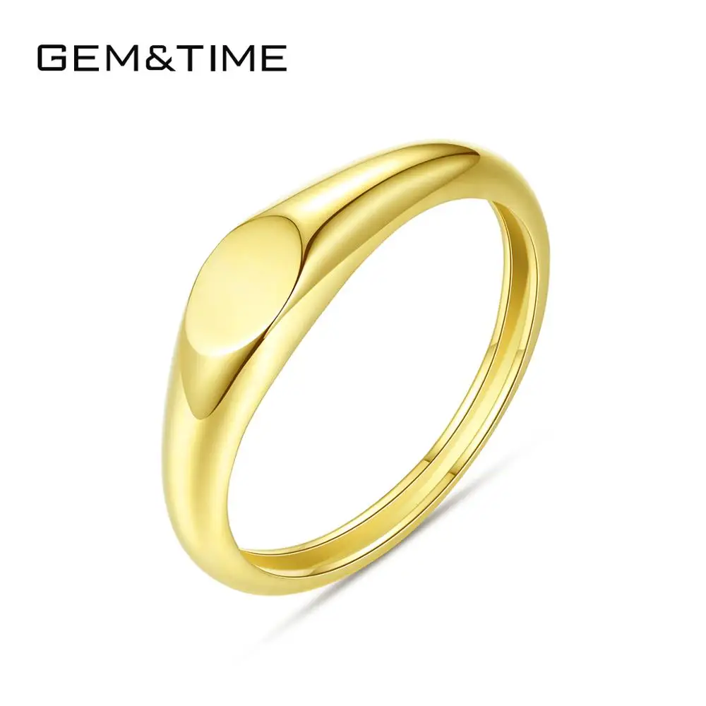 Gem&Time, новинка, 14K золото, полированные кольца на палец для женщин, минимализм, желтое золото Au585, обручальное кольцо, кольца, ювелирные изделия, Bague Femme