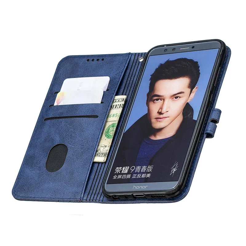 Huawei Honor 9 Lite Case Leather Flip Case on For Funda Huawei Honor 9 Lite Phone Case Cover Luxury Retro Magnetic Wallet Cover 6