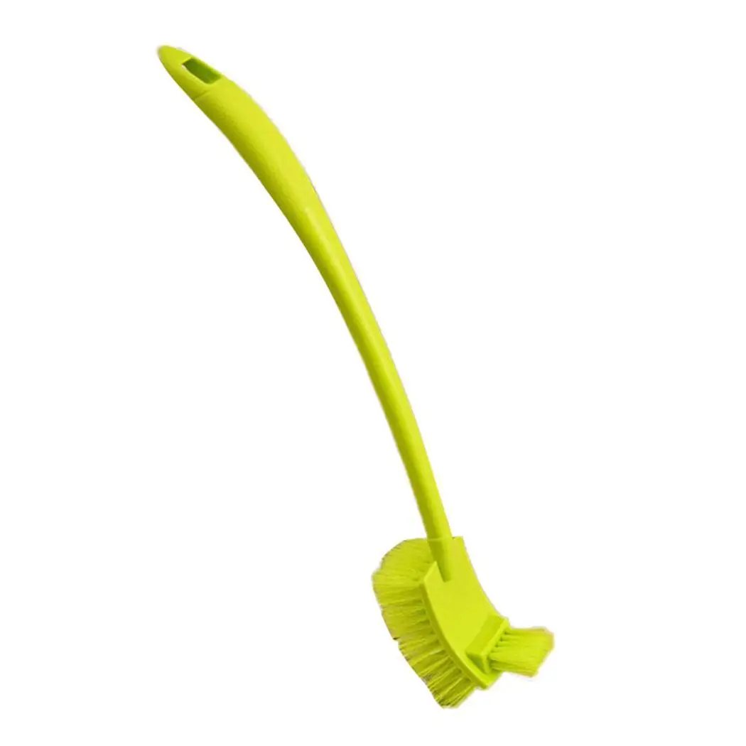 Dead Corner Cleaning Blue Double Side Curved Pink Green Plastic Brush Toilet Brush Toilet Bathroom Long Handle - Цвет: Green