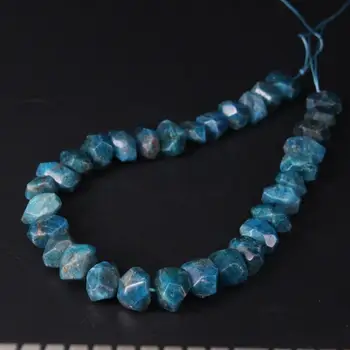 

30pcs/strand,Natural Blue Apatite Faceted Nugget Loose Beads,Cut Rough Quartz Stone DIY Slabs Pendant Necklace Bracelet Making