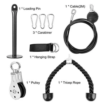 

1set Sport DIY Smooth Hand Training Home Workout Fitness Pulley Cable System Portable Equipment Extensions Stainless Steel