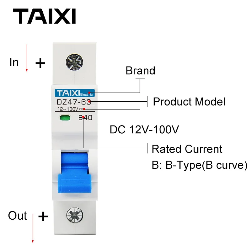 DC 12V 24V 48V 54V 72V 100V MCB 1P 2 полюса автоматический выключатель электрический автомобиль