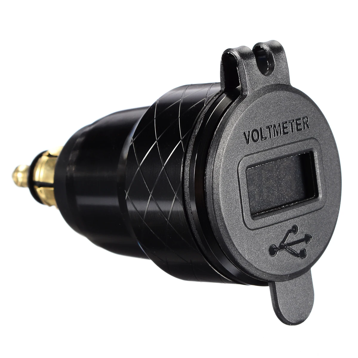 Black Aluminum Alloy Dual USB Charger For BMW Motorcycle Triumph Tiger Ducati Voltmeter DIN Socket To USB Blue LED