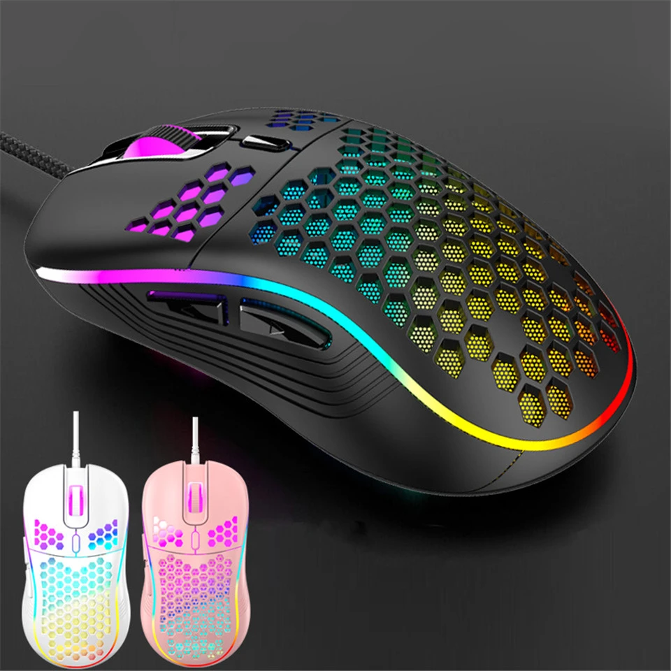 USB Wired Lightweight Gaming Mouse RGB Backlit Mouse with 6 Buttons 7200DPI Honeycomb Shell Mouse for PC Laptop Computer wireless laptop mouse