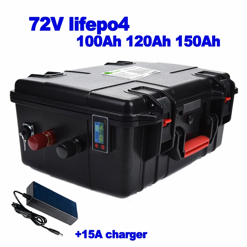 72v 100Ah 120Ah 150Ah Lifepo4 battery electric bike Scooter 7200w EV RV sightseeing car solar energy street sweeper +20A charger |