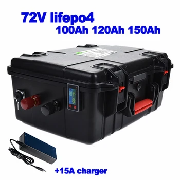 

72v 100Ah 120Ah 150Ah Lifepo4 battery electric bike Scooter 7200w EV RV sightseeing car solar energy street sweeper +20A charger