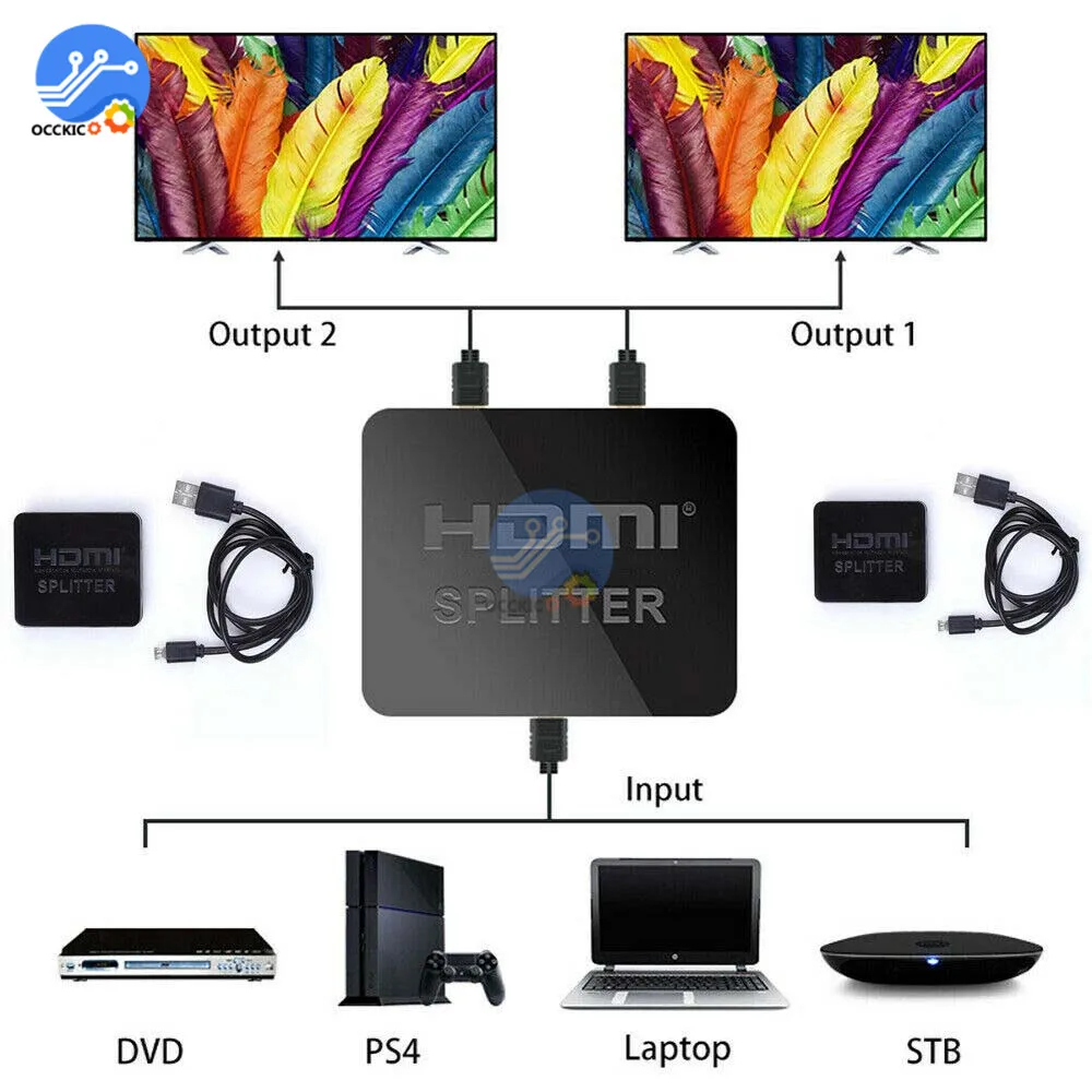 4K HDMI сплиттер 2 порта 1080p 4K 3D сигнал сплиттера усилитель для HDTV DVD PS3 HDMI сплиттер кабели