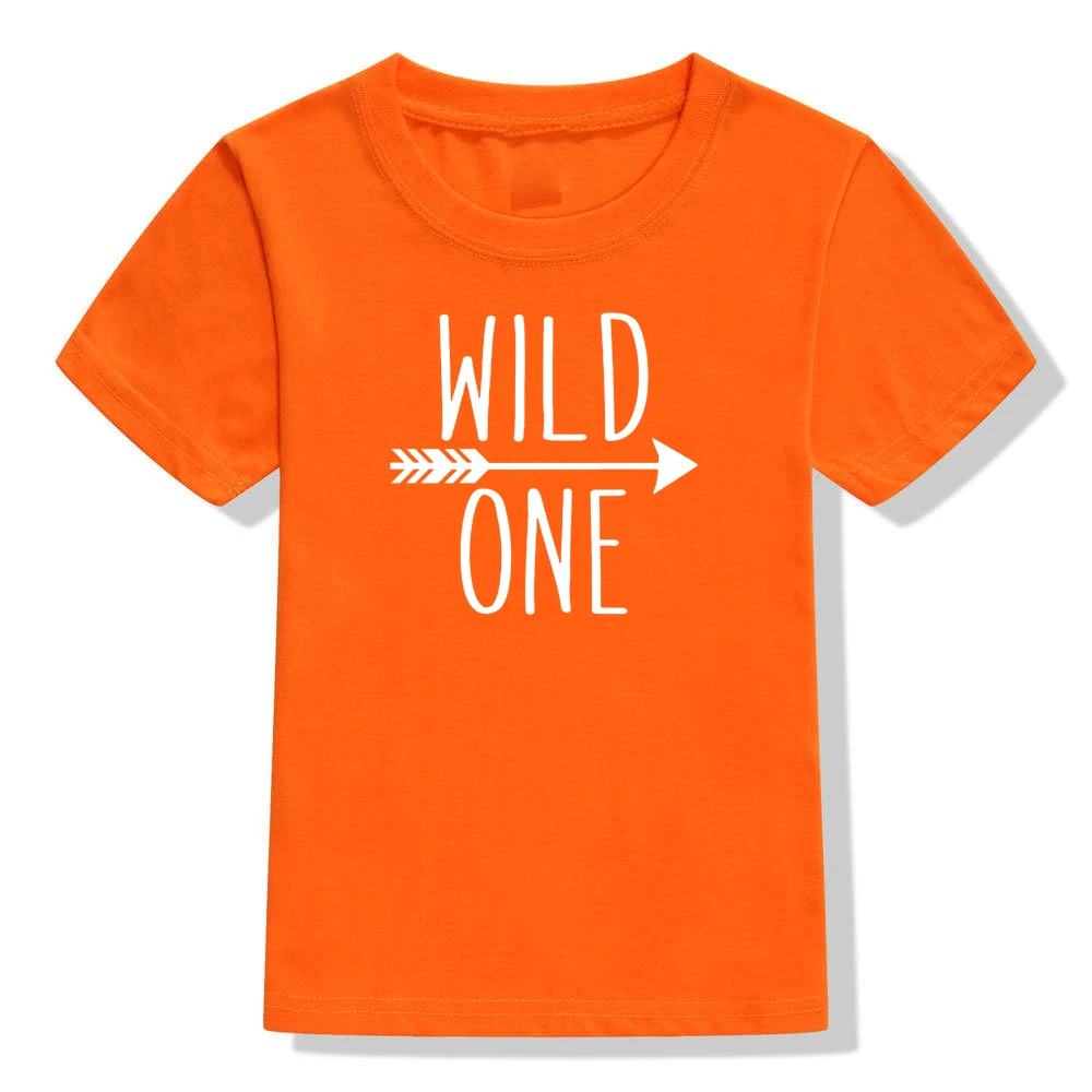 Wild One/детская футболка для первого дня рождения; Повседневная футболка для маленьких мальчиков и девочек; Детские забавные модные футболки с короткими рукавами; комплекты одежды