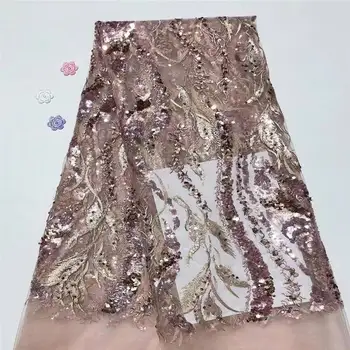 

Sequin Fabric African Fabric Lace 2019 Sequin Embroidery Tulle Lace Fabric High Quality Nigerian Party Dress 5yards 2586b