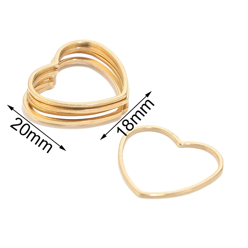 10 шт 20 мм золотые серьги фурнитура нержавеющая сталь Шестигранная форма соединительные кольца для DIY ювелирные аксессуары - Цвет: Gold Heart