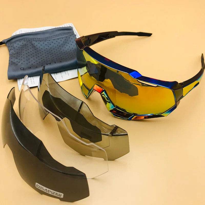 Спортивные велосипедные солнцезащитные очки для мужчин и женщин, велосипедные очки для горного велосипеда, очки для бега, езды, рыбалки, мотоцикла - Цвет: 4 Lens Polarized 03