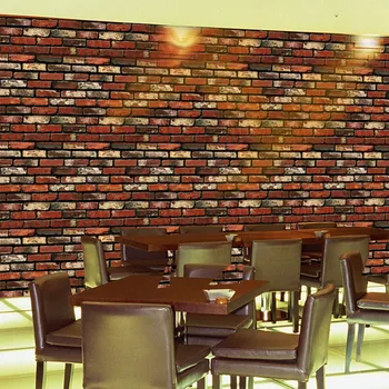 

Home Decor 3D PVC Wood Grain Wall Stickers Paper Brick Stone Stripe wallpaper Rustic Effect Home Decor Sticker european Decor