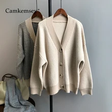 CamKemsey женский зимний свитер модный полосатый осенний вязаный кардиган свитера женские топы