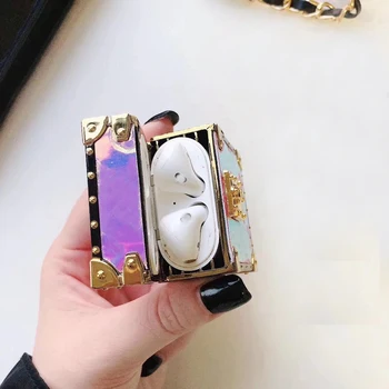 

Luxury design universal case for bluetooth earphone AP 1 2 shockproof protective cover hook clasp keychain anti lost