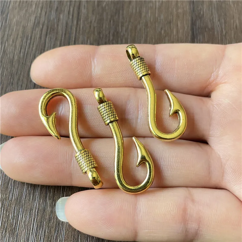 10pcs Charm fishing hook pendant for jewelry Making findings DIY