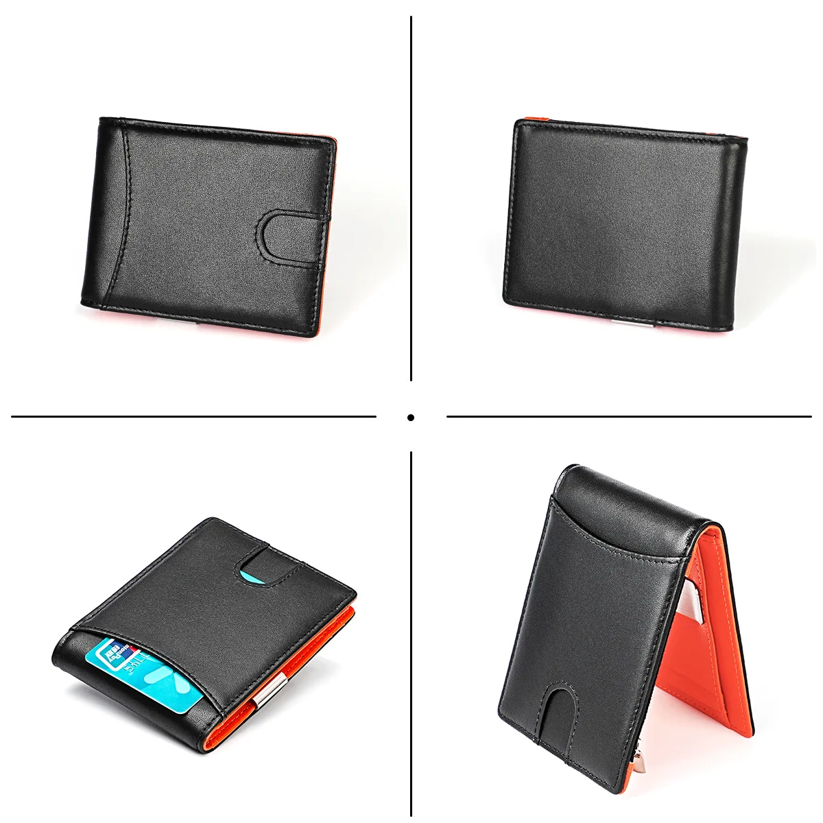 Модный кошелек из натуральной воловьей кожи RFID зажим для денег тонкая визитница
