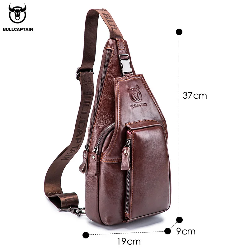 Men's Genuine Leather Chest Pack Chest Bag Men Multifunctional Headphone Jack Bages Casual Messenger Bags mens messenger bag