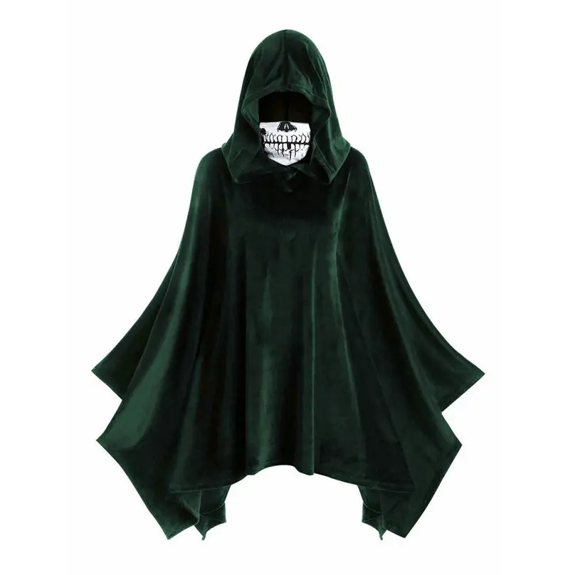 New Costume Halloween Women Fashion Halloween Cloak Skull Mask Print Hooded Cape Coat Vintage Women Tops Outwear 4S11 (11)
