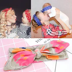 Семейный головной убор из хлопка для мамы и ребенка наряд для родителей Детская повязка для волос с заячьими ушками резинка для волос