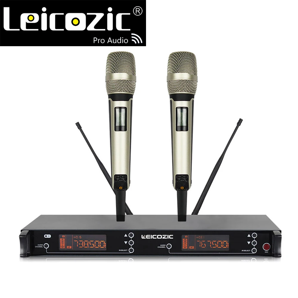 Leicozic dual channel uhf wireless microphone 615