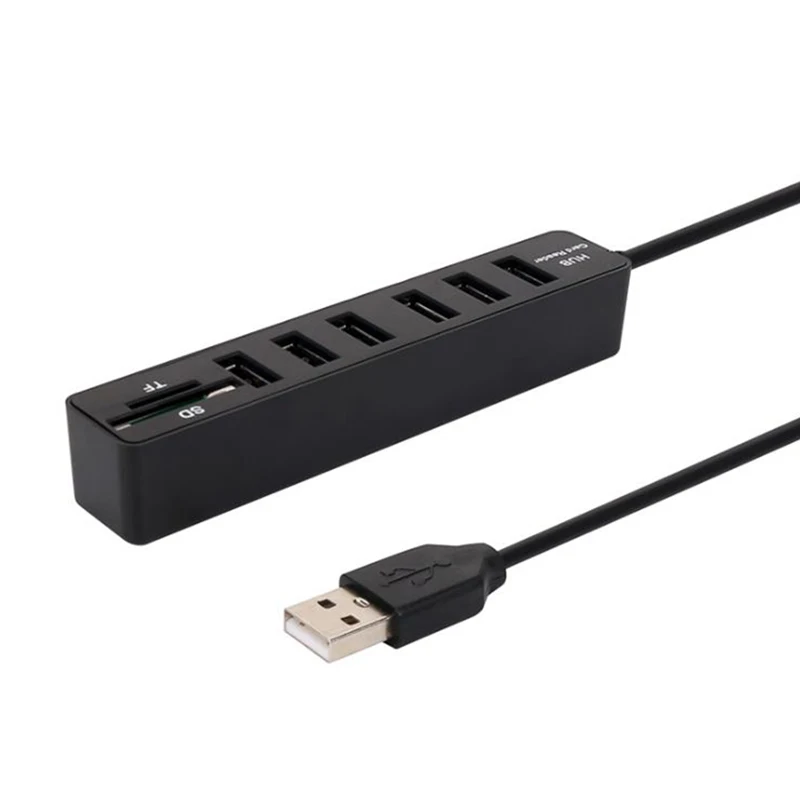 Powstro 6 портов USB концентратор 2,0 высокоскоростной разветвитель TF SD Кардридер Все в одном для ПК Компьютерные аксессуары USB 2,0 концентратор USB