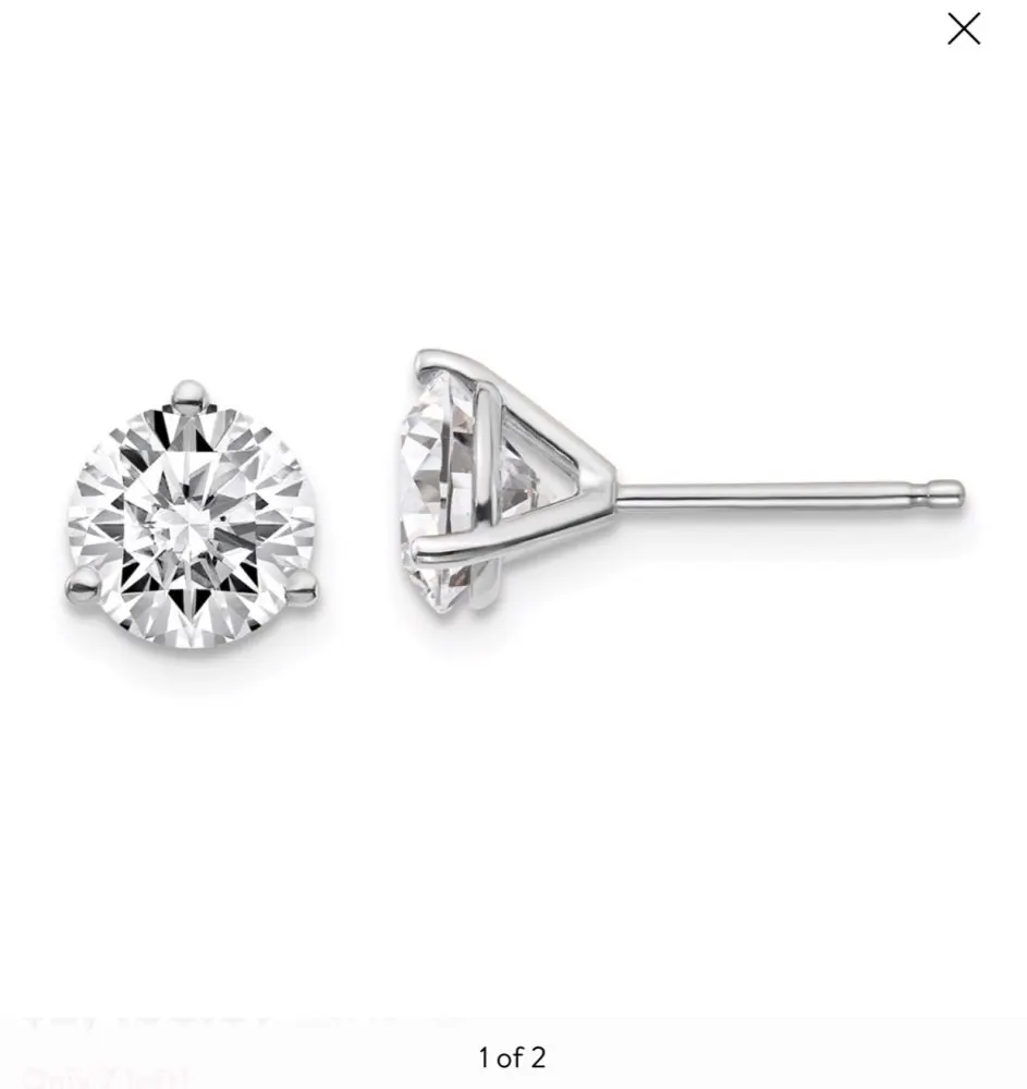 14k белый золотая серьга-гвоздик с 1ct общая камень Муассанит