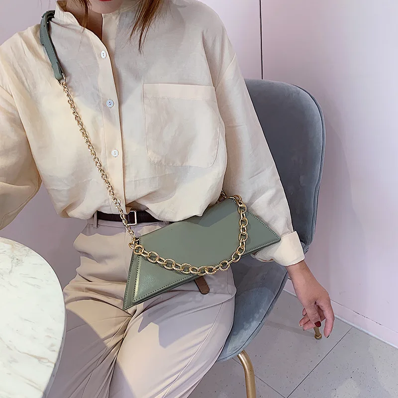 

2019 new fashion trapezoid messenger bag chic chain shoulder bag