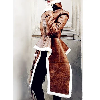 

CAMIA 2019 Winter Irregular Fleece Coats Women Long Sleeve Turtleneck Velvet Thick Jacket Tops Female Plus Size Fashion