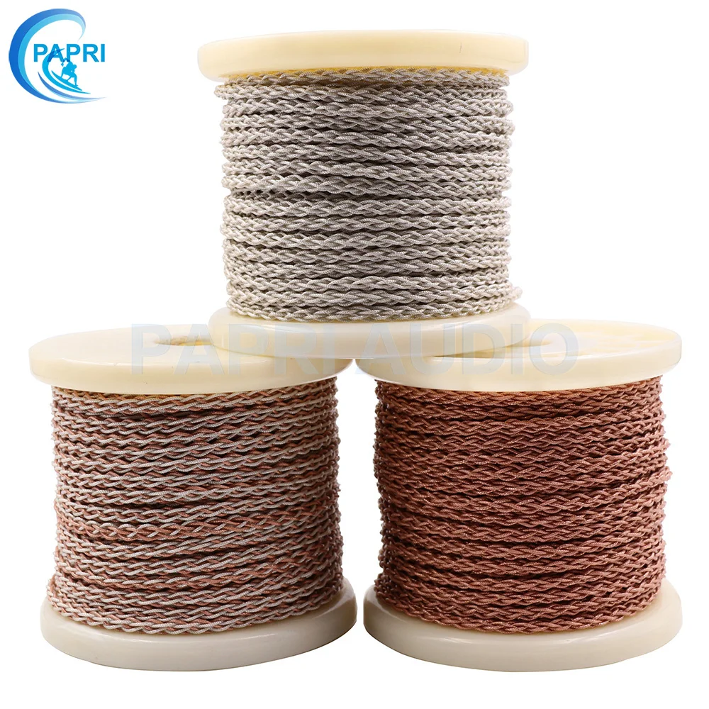 PAPRI Upgrade Headphone Cable OCC Brass OCC Silver Platinum Wire DIY Single Crystal Brass Silver 6N Cable Earphone Wires
