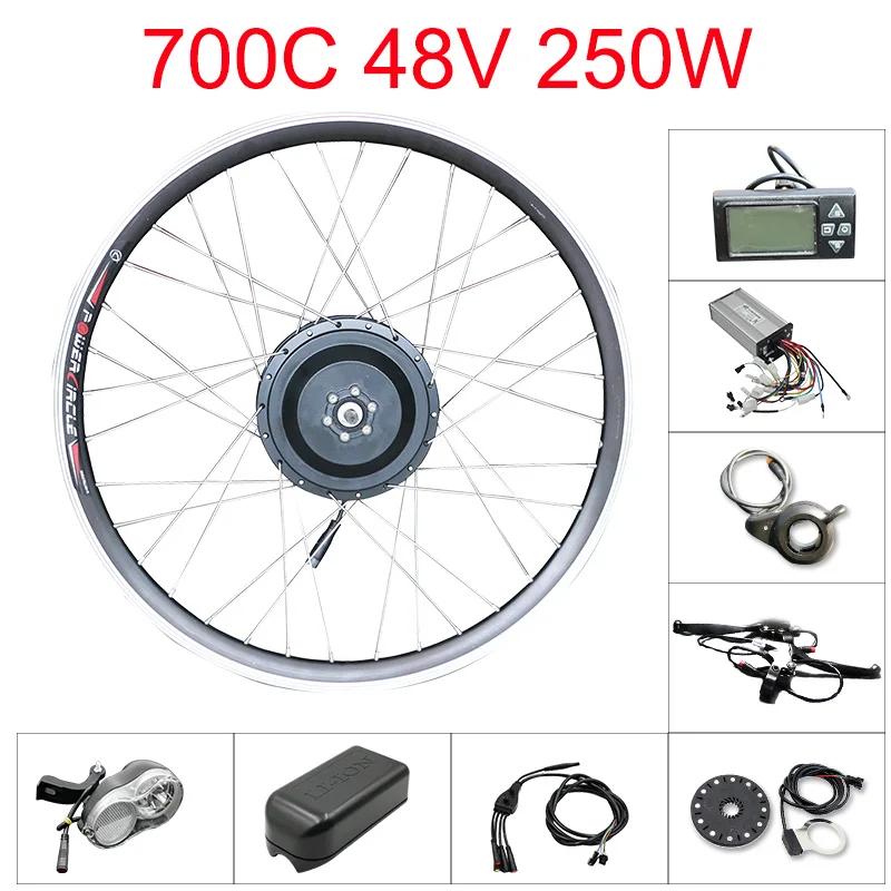 48v 250w/350w/500w electric bike conversion kit without battery 48v front motor wheel electric bicycle kit 20"26"700C hub motor - Цвет: 700C 48250 ebike kit