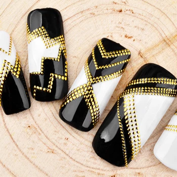 

1pc Nail Art Decorations Stickers 3d Mini Gold Beads Guider Tips Stripe Wave Design Nail Art Manicure Decoration for Nail Design