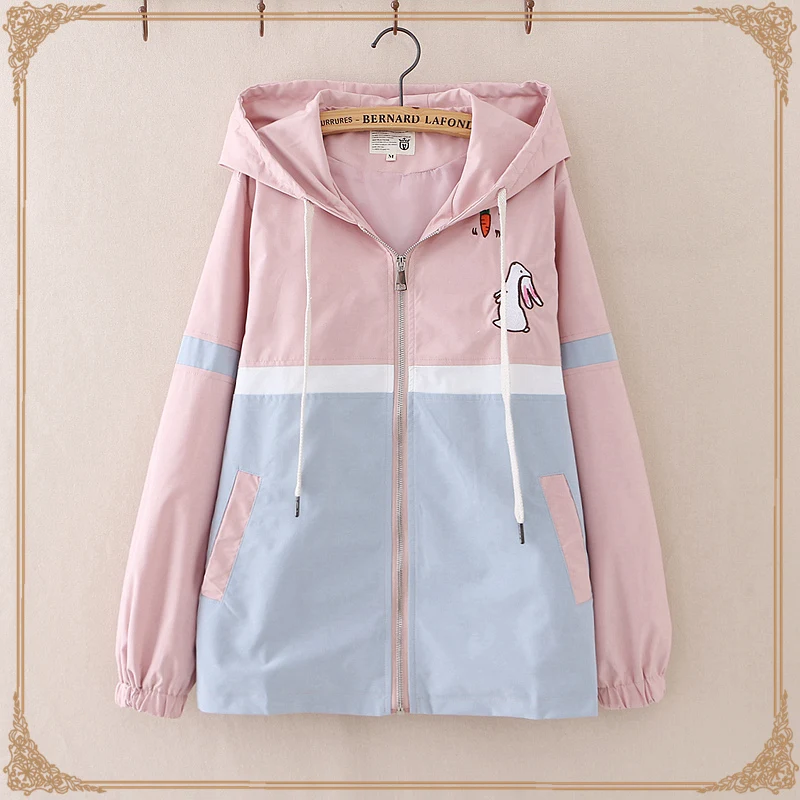 

Peppy Thick Coats Girls Jacket Cartoon Clothing Female Zipper Fleece Outer JK Uniform Shirts Kawaii Spliced Clothes for Women