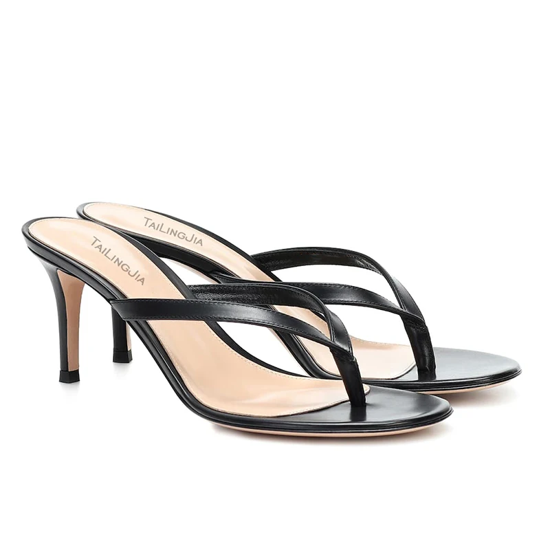 Thong Sandals Women Mules Stylish Women's Heeled Flip Flops High