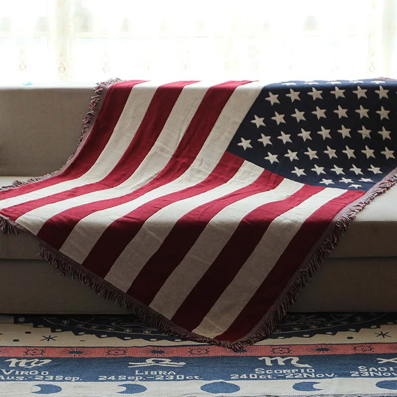 Вязаное одеяло с флагом США простые теплые одеяла для осени и зимы детские дивана