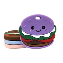 

1pc Baby Teether Food Grade Silicone Hamburger Newborn Nursing Gift BPA Free DIY Baby Teething Toy Pacifier Chain Accessories