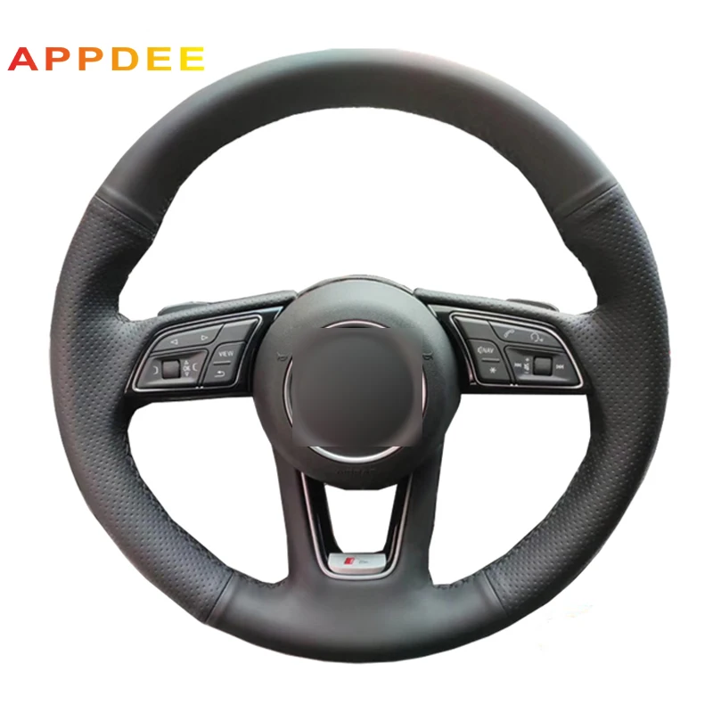 Handsewing Black Artificial Leather Steering Wheel Covers For Audi A1