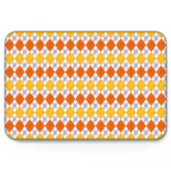 

Orange Yellow Diamond Tile Pattern Doormat Non-slip Rug Soft Bath Mats Bathroom Supplies Carpet Living Room