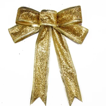 

10PCS /Set Sparkling Tinsel Silver Bow Christmas Tree Baubles Decorations Silver Bow For Christmas Tree Decoration