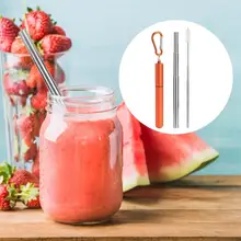 Портативный из нержавеющей стали выдвижной соломы Многоразовые Соломы Набор щеток для чистки для пикника оранжевая бутылка для воды и чашки аксессуары