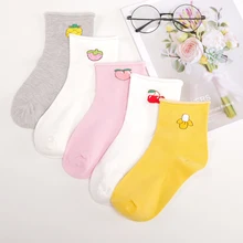 4 пары носков с Свежими Фруктами женские хлопковые носки забавные носки персикового ананас, банан милые короткие уличные Повседневные носки для взрослых женщин