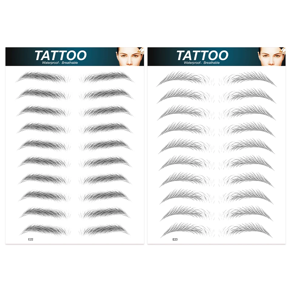 Black Water-based Hair-liked Authentic Eyebrow Tattoo Sticker Waterproof Cosmetics Long Lasting Makeup False Eyebrows Stickers